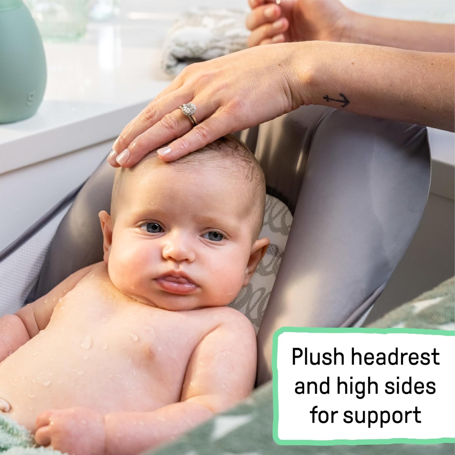 image:imageIngenuity Foldaway 2Position Baby Bath Seat Adjustable Support for Sink or Bathtub Ages 06 Months up to 20 Pounds MachineWashable SlingGray