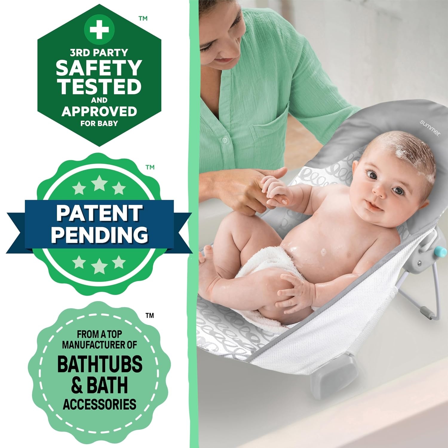 image:imageIngenuity Foldaway 2Position Baby Bath Seat Adjustable Support for Sink or Bathtub Ages 06 Months up to 20 Pounds MachineWashable SlingGray