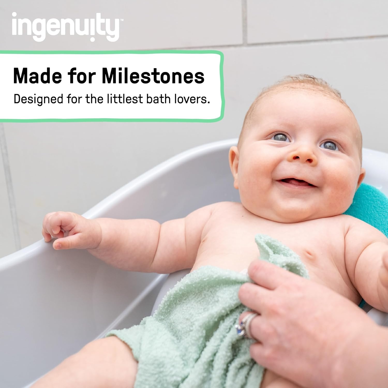 image:imageIngenuity Foldaway 2Position Baby Bath Seat Adjustable Support for Sink or Bathtub Ages 06 Months up to 20 Pounds MachineWashable SlingGreen