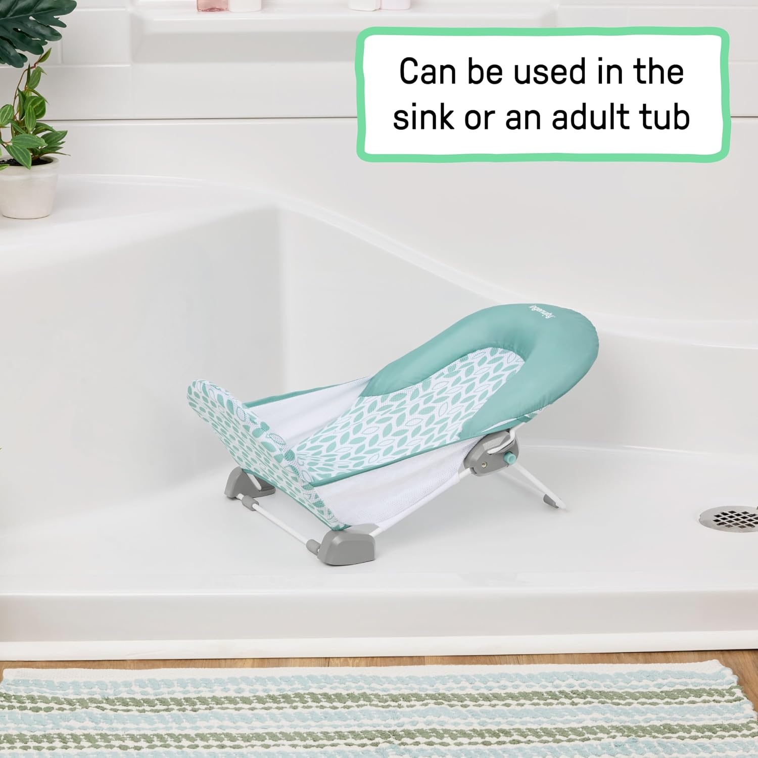 image:imageIngenuity Foldaway 2Position Baby Bath Seat Adjustable Support for Sink or Bathtub Ages 06 Months up to 20 Pounds MachineWashable SlingGreen