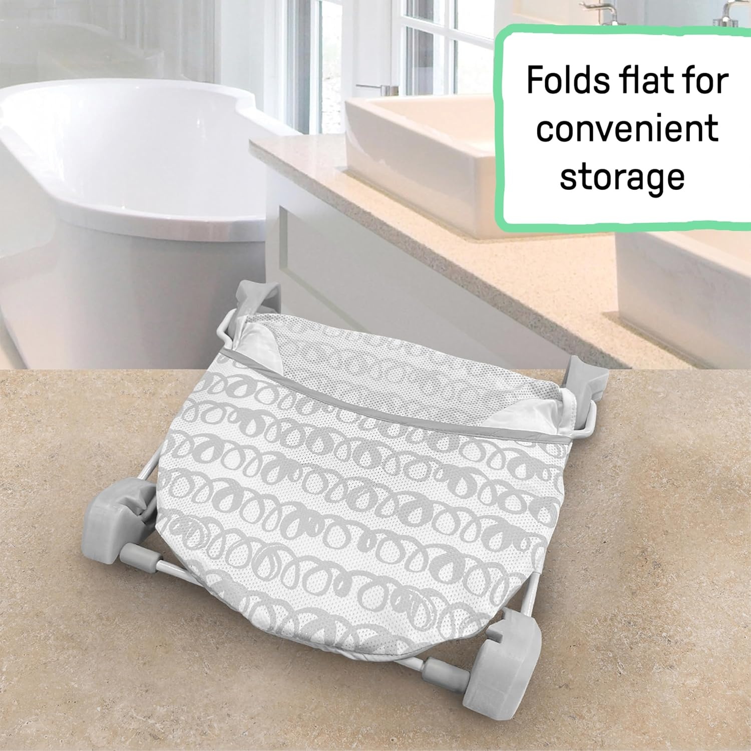 image:imageIngenuity Foldaway 2Position Baby Bath Seat Adjustable Support for Sink or Bathtub Ages 06 Months up to 20 Pounds MachineWashable SlingGris