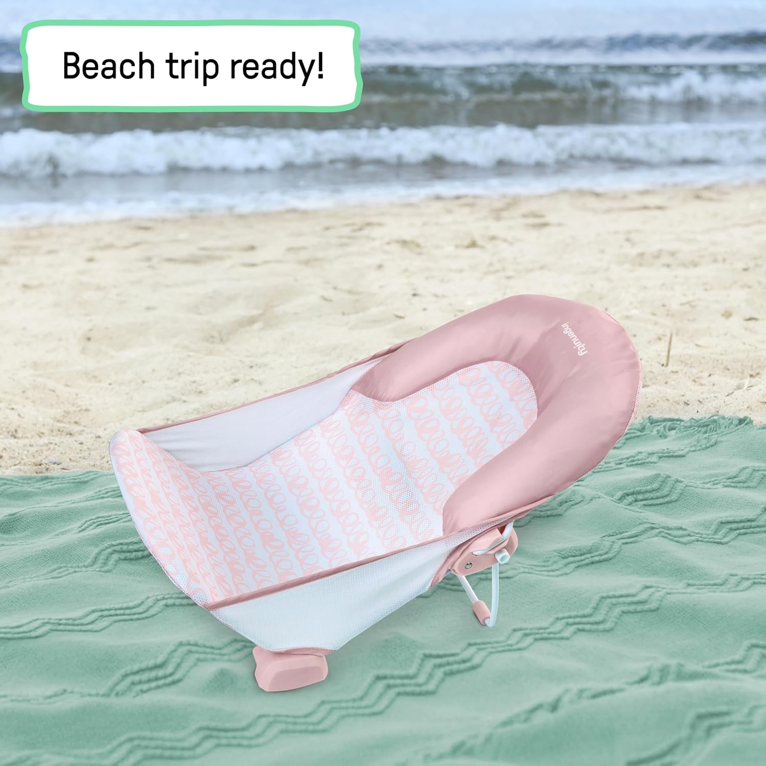 image:imageIngenuity Foldaway 2Position Baby Bath Seat Adjustable Support for Sink or Bathtub Ages 06 Months up to 20 Pounds MachineWashable SlingPink