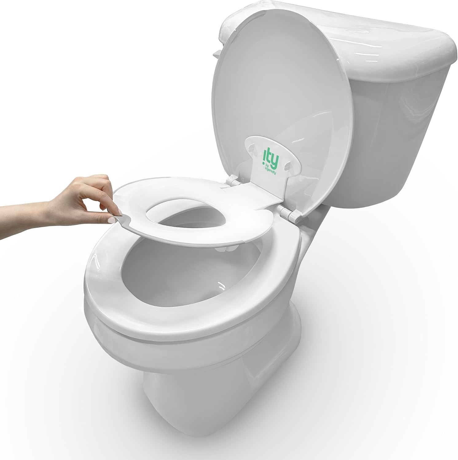 image:imageIngenuity Foldaway Travel Potty Training Seat with Storage Bag Folding amp Portable Toddler Potty Seat Easy OneHanded Open NonSlip GripFlip Sit Potty Seat 2 Pack