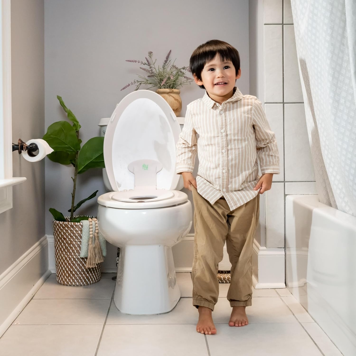 image:imageIngenuity Foldaway Travel Potty Training Seat with Storage Bag Folding amp Portable Toddler Potty Seat Easy OneHanded Open NonSlip GripFlip Sit Potty Seat