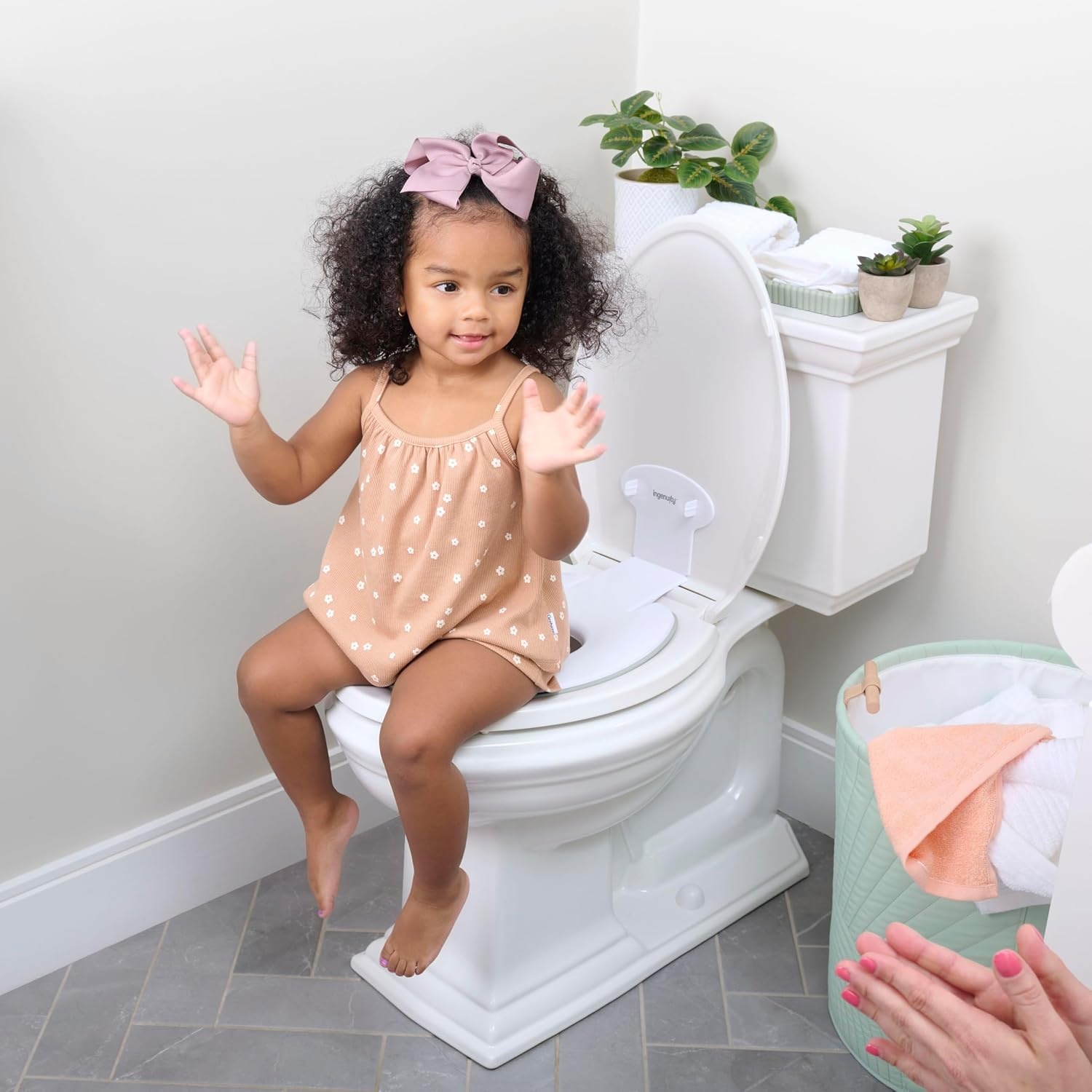 image:imageIngenuity Foldaway Travel Potty Training Seat with Storage Bag Folding amp Portable Toddler Potty Seat Easy OneHanded Open NonSlip GripFlip Sit Potty Seat Pack of 4