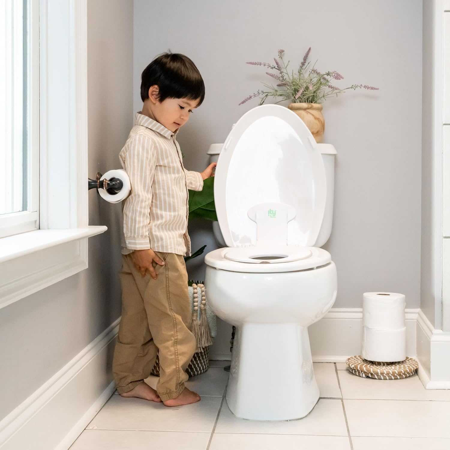 image:imageIngenuity Foldaway Travel Potty Training Seat with Storage Bag Folding amp Portable Toddler Potty Seat Easy OneHanded Open NonSlip GripFlip Sit Potty Seat