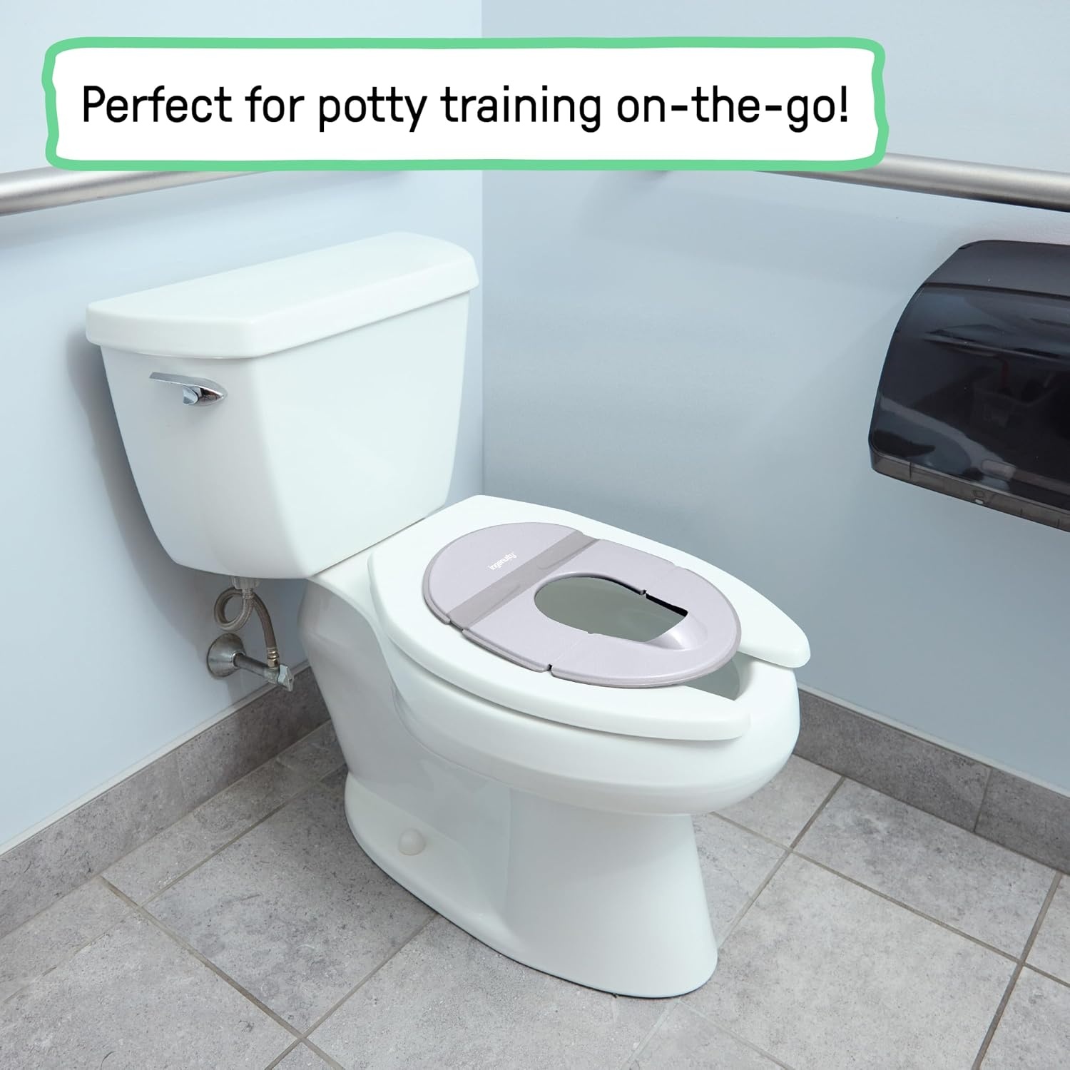 image:imageIngenuity Foldaway Travel Potty Training Seat with Storage Bag Folding amp Portable Toddler Potty Seat Easy OneHanded Open NonSlip GripFoldaway Potty