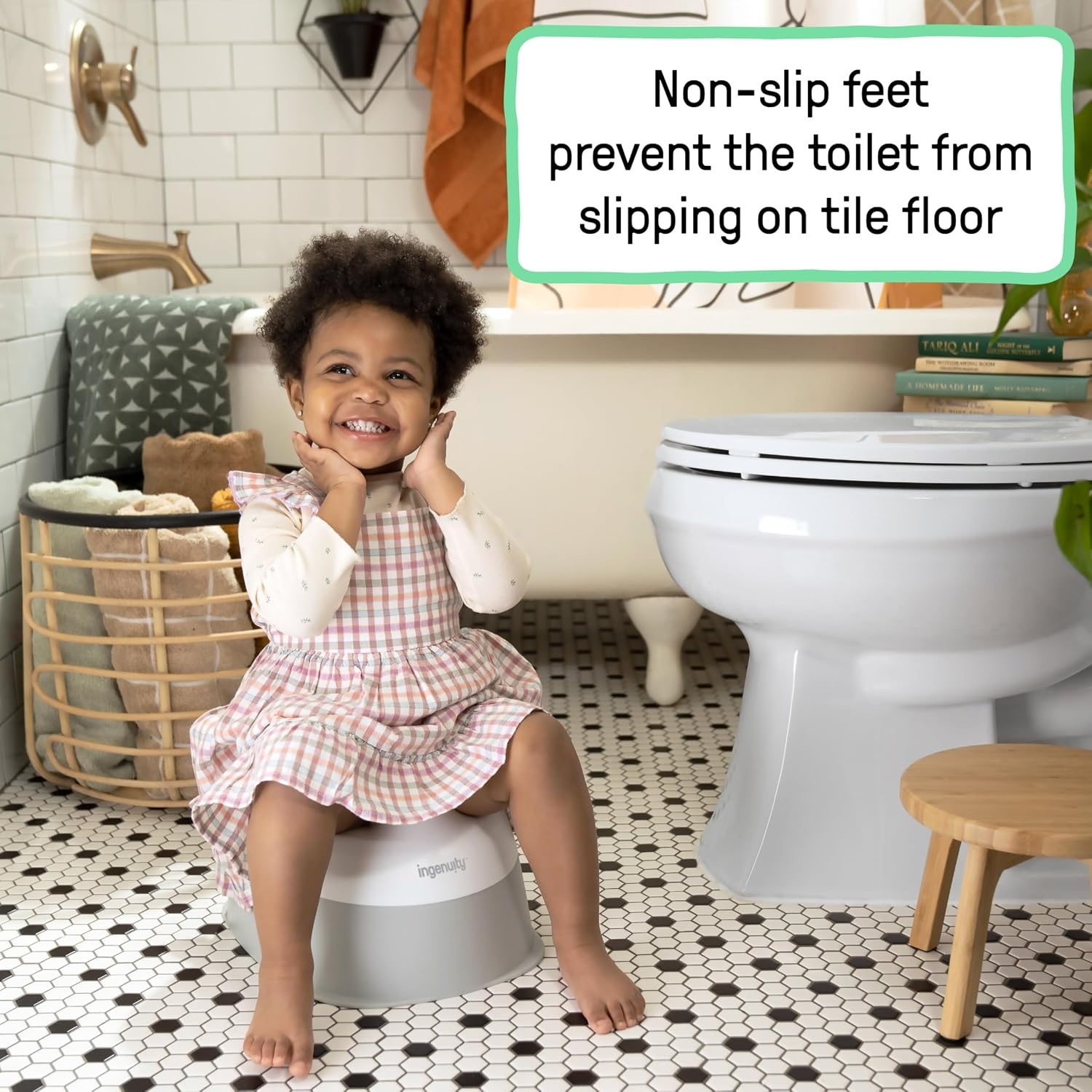 image:imageIngenuity Foldaway Travel Potty Training Seat with Storage Bag Folding amp Portable Toddler Potty Seat Easy OneHanded Open NonSlip GripReady Set Go Potty Pack of 4