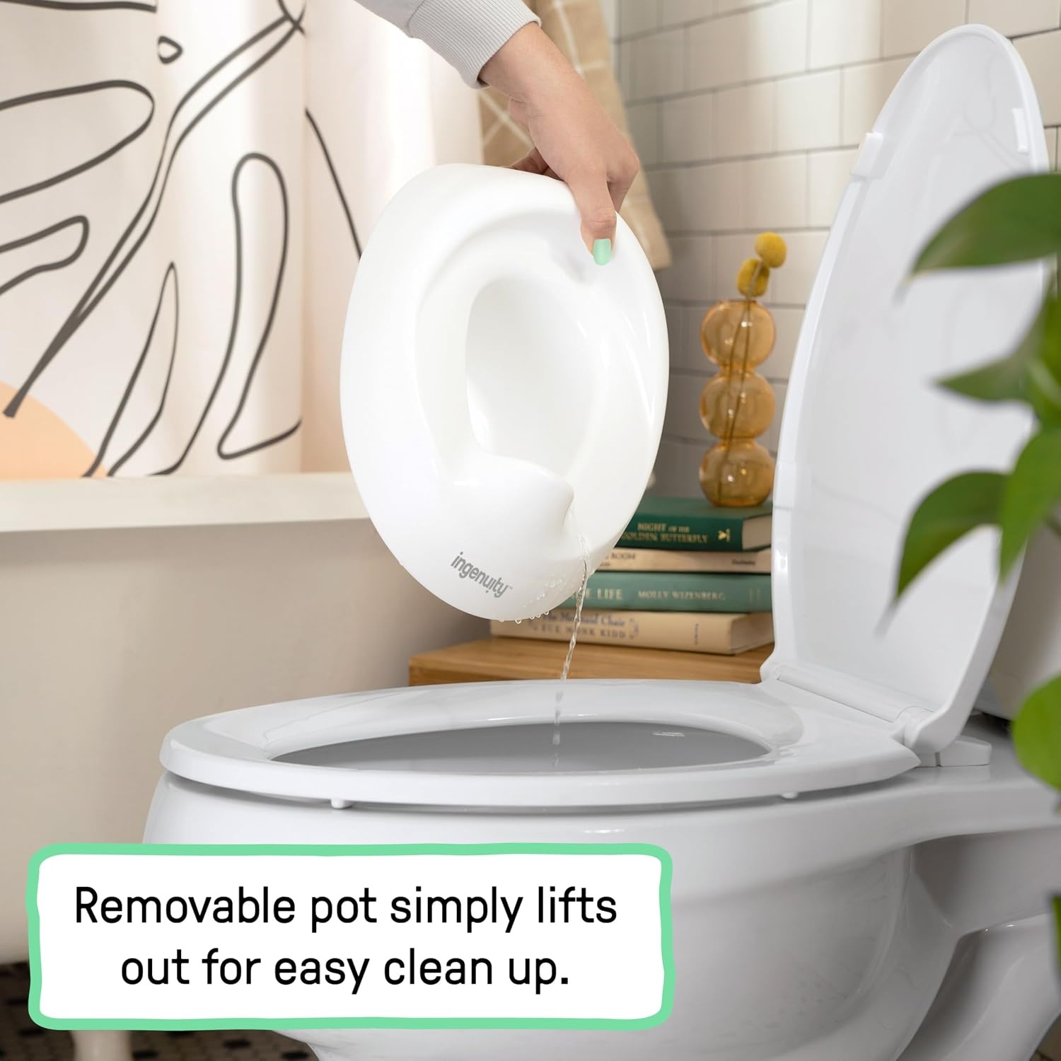 image:imageIngenuity Foldaway Travel Potty Training Seat with Storage Bag Folding amp Portable Toddler Potty Seat Easy OneHanded Open NonSlip GripReady Set Go Potty Pack of 4