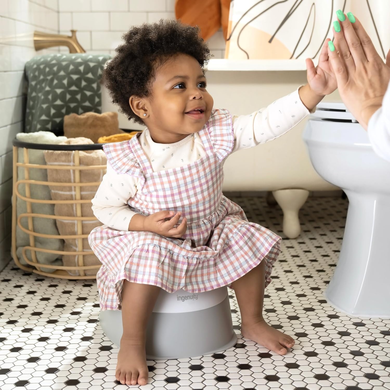image:imageIngenuity Foldaway Travel Potty Training Seat with Storage Bag Folding amp Portable Toddler Potty Seat Easy OneHanded Open NonSlip GripReady Set Go Potty