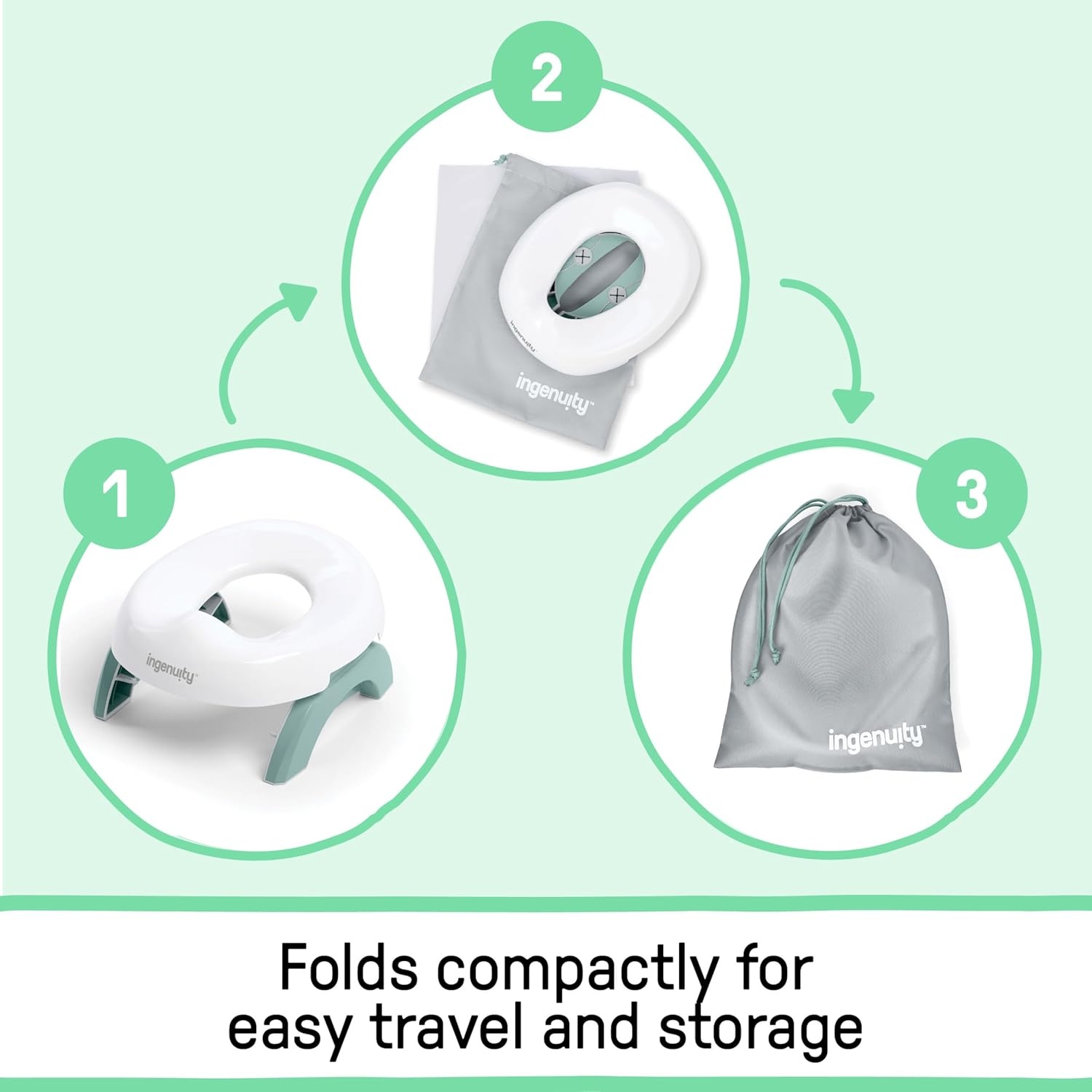 image:imageIngenuity Replacement Potty Liners 30 Count Disposable Travel amp Home Use LeakProof TieTop Bags for My Travel Potty and MoreTravel Potty