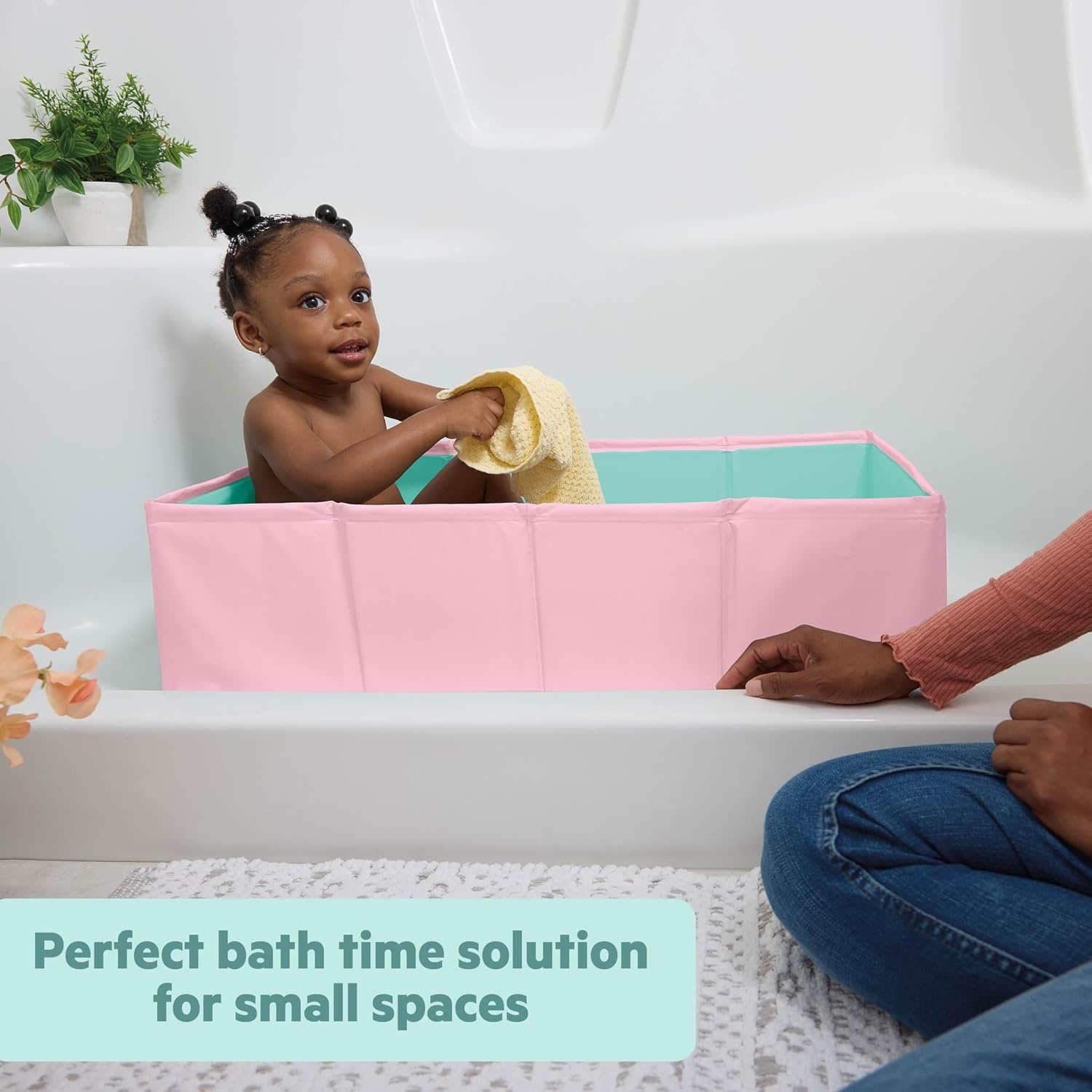 image:imageIngenuity Tuckaway Toddler Folding Tub Converts Shower to Tub Folds to Store Easy to Clean No Assembly Required Portable Baby Bathtub for Travel 12M5Y GrayPink Green