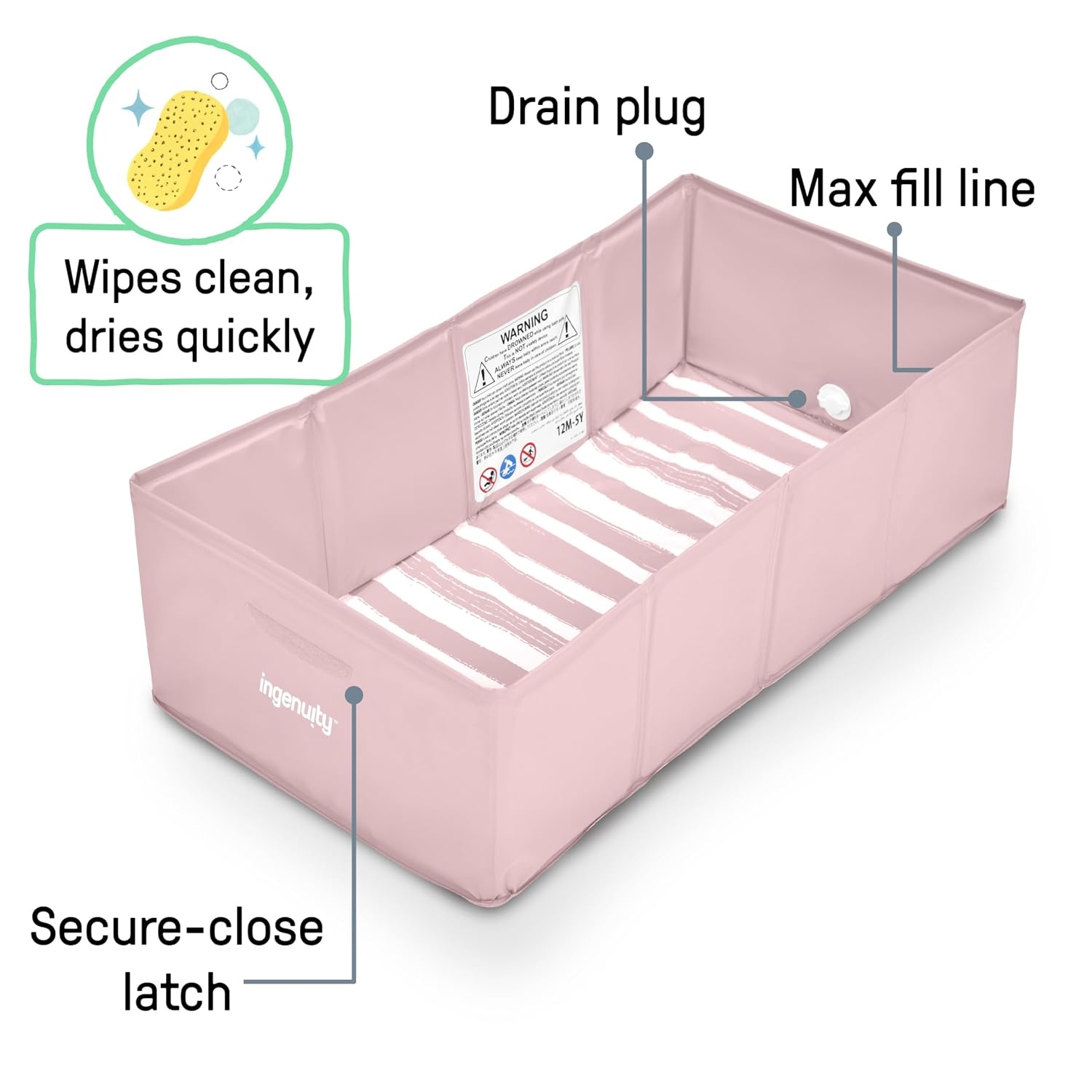 image:imageIngenuity Tuckaway Toddler Folding Tub Converts Shower to Tub Folds to Store Easy to Clean No Assembly Required Portable Baby Bathtub for Travel 12M5Y GrayPink