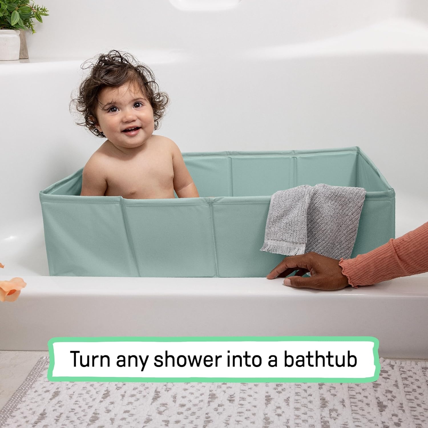 image:imageIngenuity Tuckaway Toddler Folding Tub Converts Shower to Tub Folds to Store Easy to Clean No Assembly Required Portable Baby Bathtub for Travel 12M5Y GrayGreen