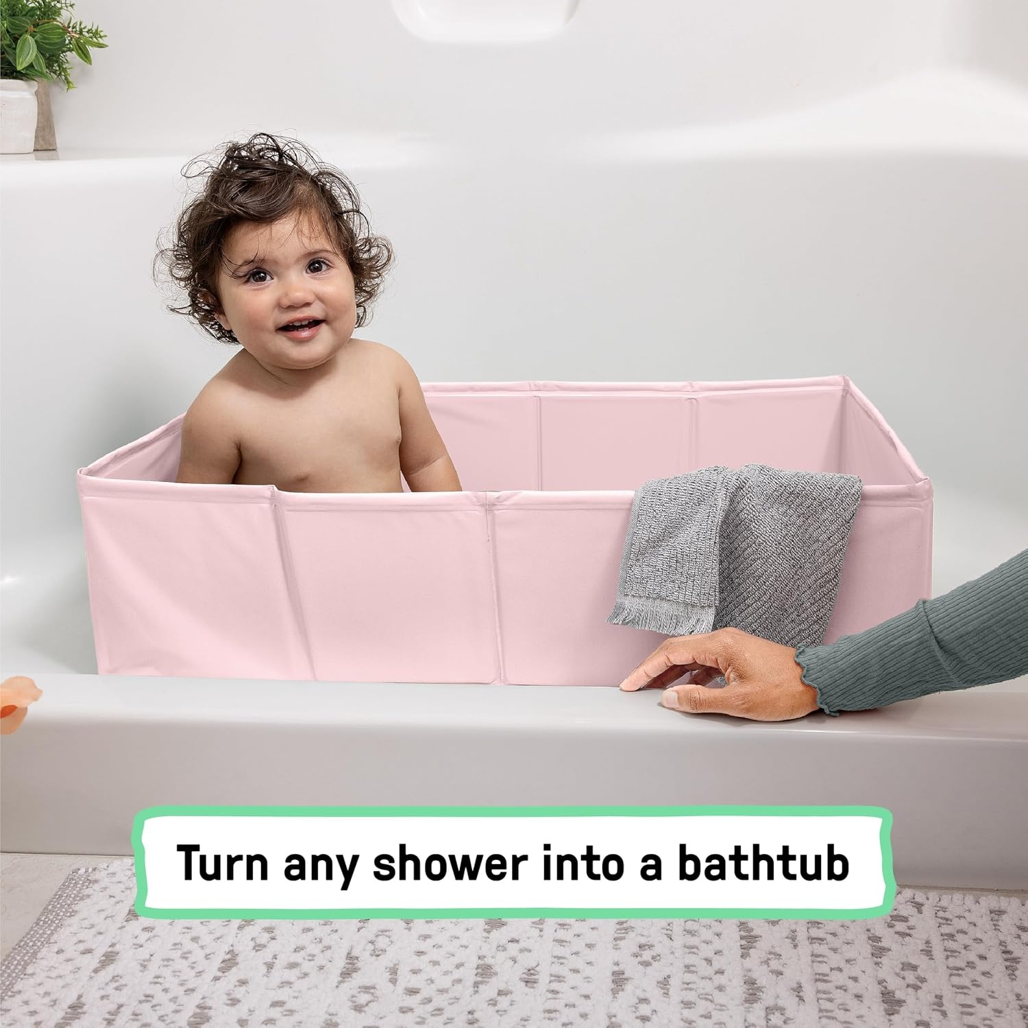 image:imageIngenuity Tuckaway Toddler Folding Tub Converts Shower to Tub Folds to Store Easy to Clean No Assembly Required Portable Baby Bathtub for Travel 12M5Y GrayPink