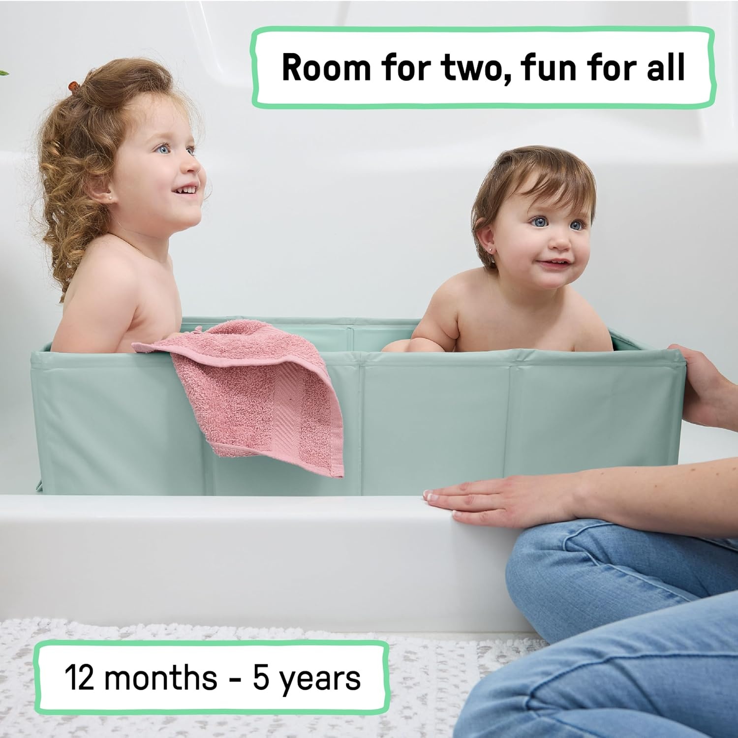image:imageIngenuity Tuckaway Toddler Folding Tub Converts Shower to Tub Folds to Store Easy to Clean No Assembly Required Portable Baby Bathtub for Travel 12M5Y GrayGreen