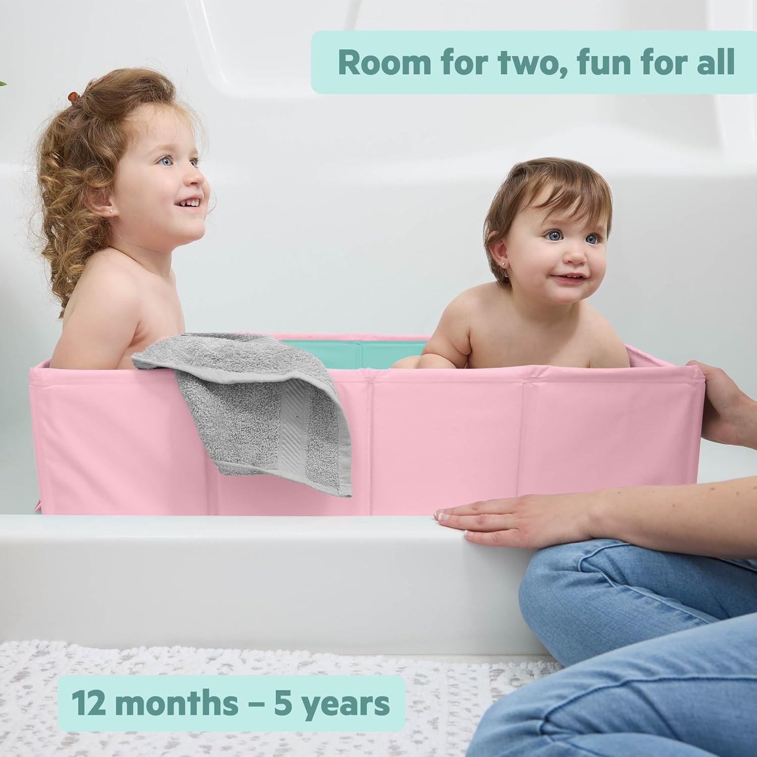 image:imageIngenuity Tuckaway Toddler Folding Tub Converts Shower to Tub Folds to Store Easy to Clean No Assembly Required Portable Baby Bathtub for Travel 12M5Y GrayPink Green