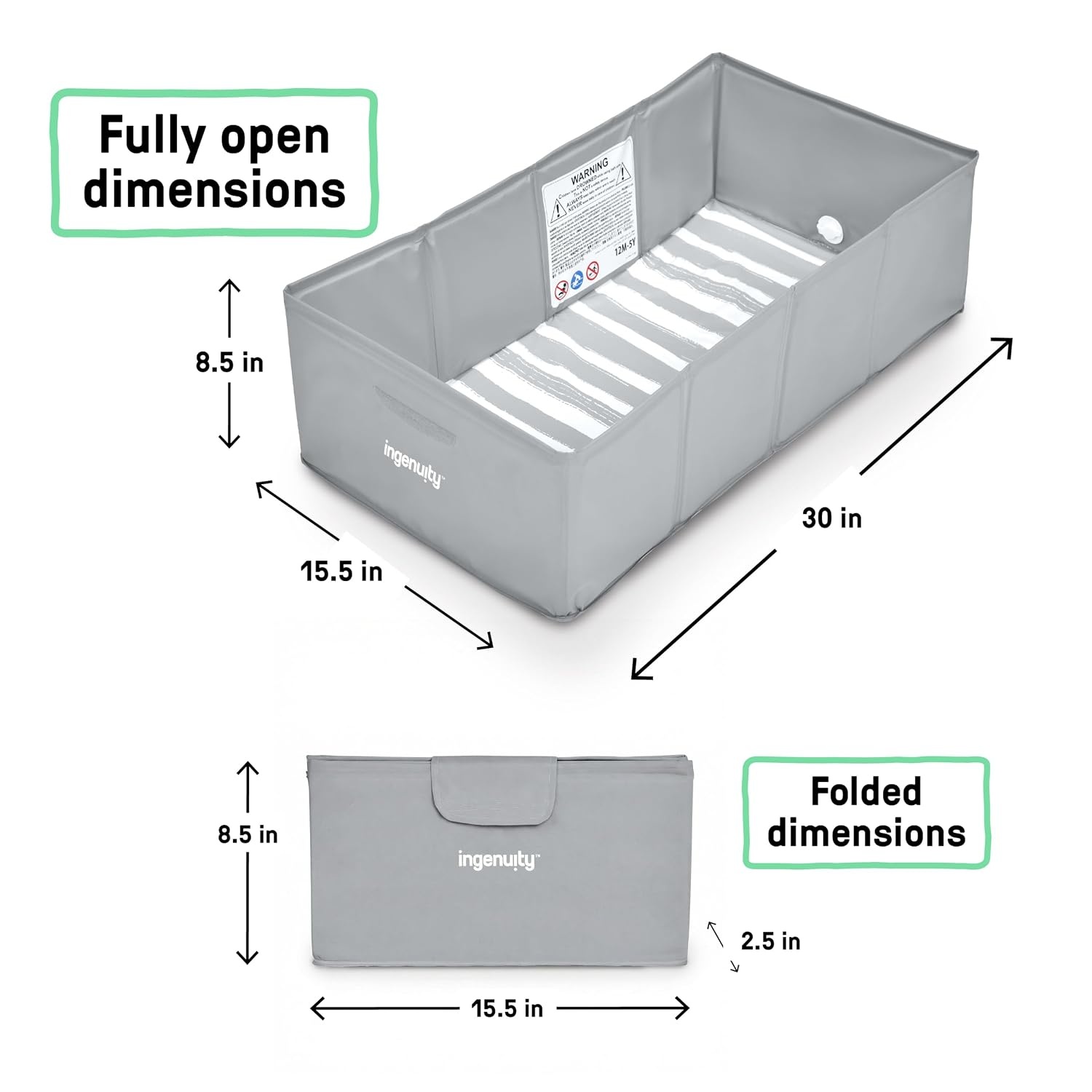 image:imageIngenuity Tuckaway Toddler Folding Tub Converts Shower to Tub Folds to Store Easy to Clean No Assembly Required Portable Baby Bathtub for Travel 12M5Y GrayGray