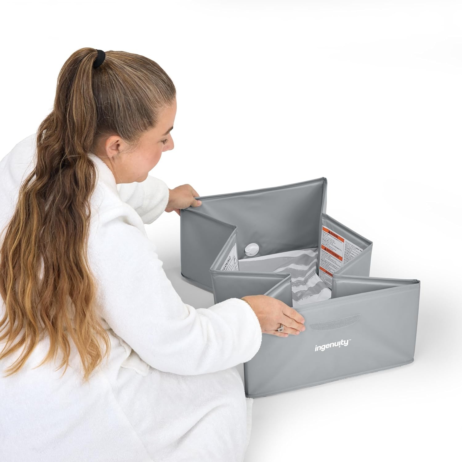 image:imageIngenuity Tuckaway Toddler Folding Tub Converts Shower to Tub Folds to Store Easy to Clean No Assembly Required Portable Baby Bathtub for Travel 12M5Y GrayGray