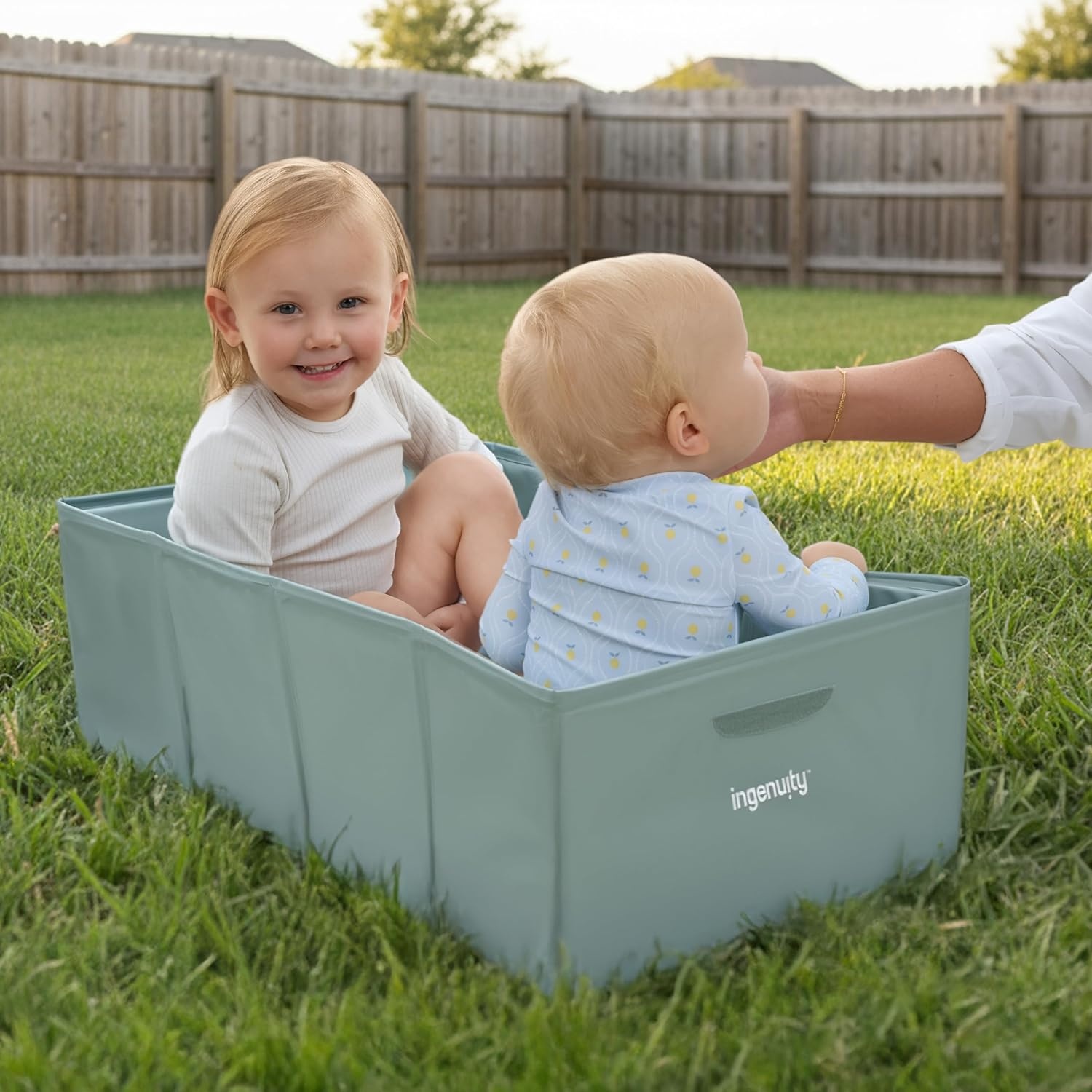 image:imageIngenuity Tuckaway Toddler Folding Tub Converts Shower to Tub Folds to Store Easy to Clean No Assembly Required Portable Baby Bathtub for Travel 12M5Y GrayGreen