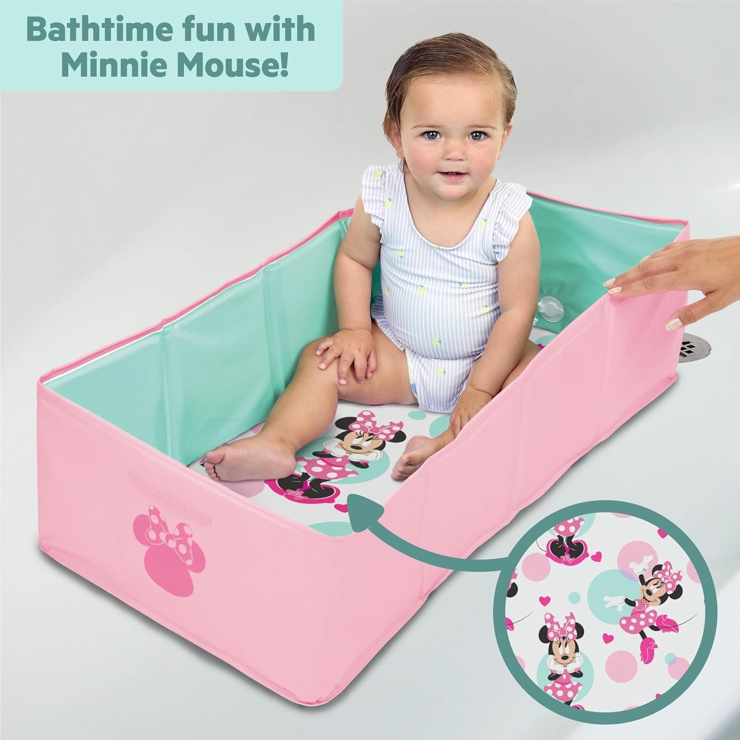 image:imageIngenuity Tuckaway Toddler Folding Tub Converts Shower to Tub Folds to Store Easy to Clean No Assembly Required Portable Baby Bathtub for Travel 12M5Y GrayPink Green