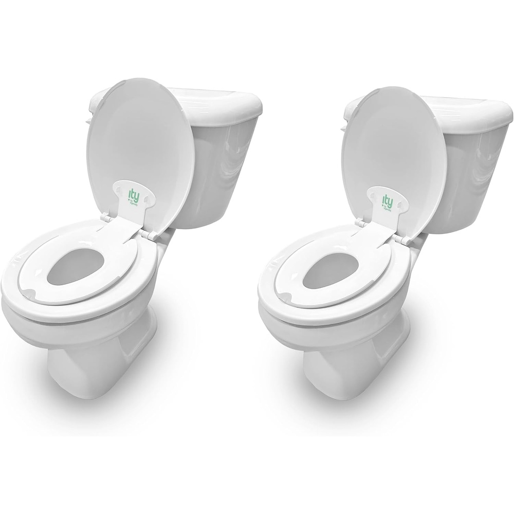 image:imageIngenuity Foldaway Travel Potty Training Seat with Storage Bag Folding amp Portable Toddler Potty Seat Easy OneHanded Open NonSlip GripFlip Sit Potty Seat 2 Pack