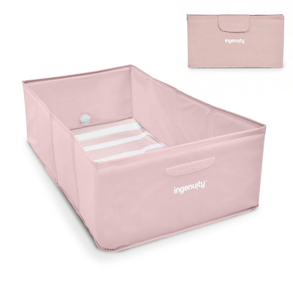 image:imageIngenuity Tuckaway Toddler Folding Tub Converts Shower to Tub Folds to Store Easy to Clean No Assembly Required Portable Baby Bathtub for Travel 12M5Y GrayPink