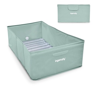 Ingenuity Tuckaway Toddler Folding Tub, Converts Shower to Tub, Folds to Store, Easy to Clean, No Assembly Required, Portable Baby Bathtub for Travel, 12M-5Y, Gray(Green)
