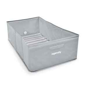 Ingenuity Tuckaway Toddler Folding Tub, Converts Shower to Tub, Folds to Store, Easy to Clean, No Assembly Required, Portable Baby Bathtub for Travel, 12M-5Y, Gray(Gray)